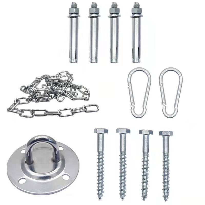 外贸不锈钢秋千固定盘挂钩吊盘固定盘弹簧钩链条吊床镀锌秋千挂钩