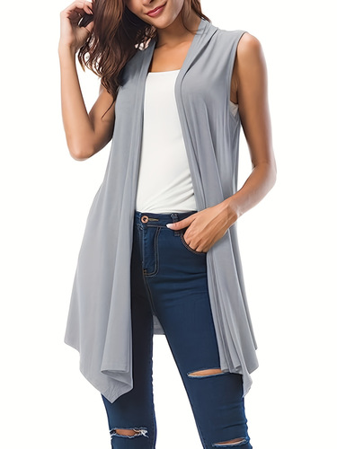 Women's plus size open front asymmetric hem sleeves cross-border