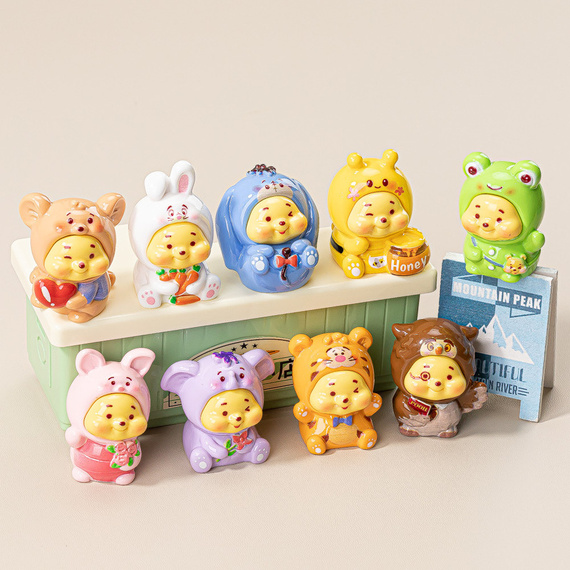 Cartoon Full-Body Bear Puff Puff Blind Bag Cute Figurine DIY Accessory Keychain Car Decoration Resin Parts