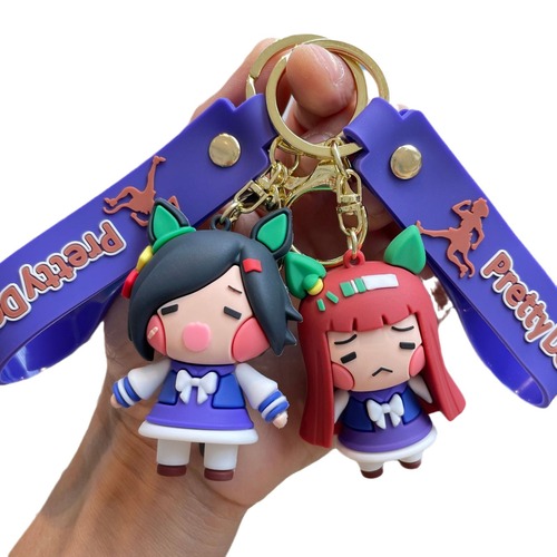 Horse Racing Girl Keychain Game Merch Figure Cartoon Plush Backpack Charms Car Keychain Small Gift Wholesale
