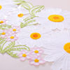 Cross -border daisy embroidered flower table flag handmade embroidered flower garden style table flag wedding banquet decorative table flag