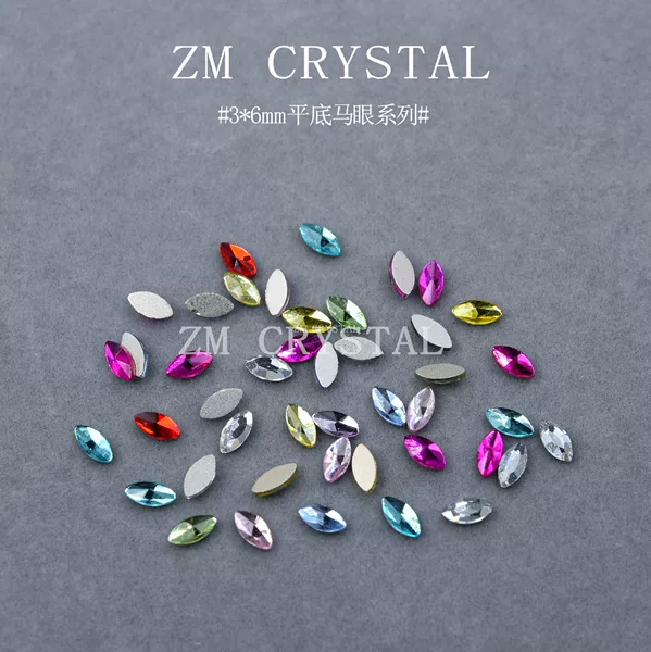 Bulk wholesale new 3*6mm horse eye color nail art special-shaped drill flat bottom drill gold bottom drill nail art stick drill