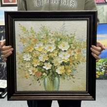 小清新花卉餐厅装饰画饭厅桌面挂画抽象艺术客厅正方形卧室墙5050