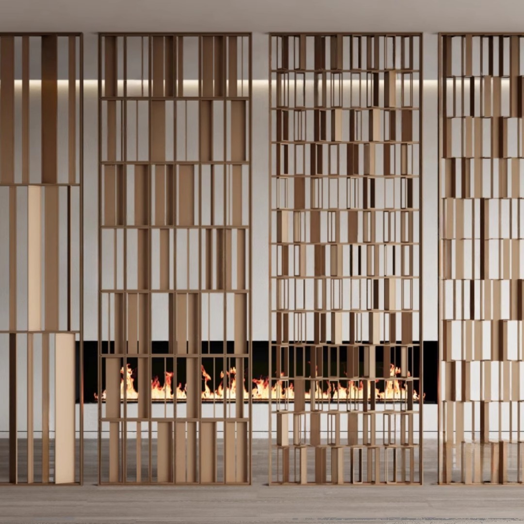 定制售楼部不锈钢屏风酒店大堂客厅隔断金属浮雕激光镂空雕花格栅