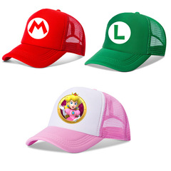 Super Mario Brothers Hat Mario Princess Peach Network Hat Children Cartoon Sunshade Cross-border