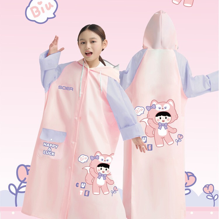 Children's Raincoat for Boys, Full-Body Waterproof, New Style for Kindergarten and Elementary School Students, Large Brim, Hooded, Reflective