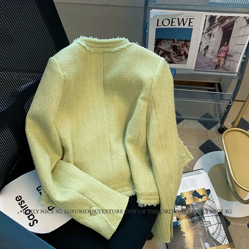 Осенняя короткая куртка, западный стиль, стиль Chanel, облегающий