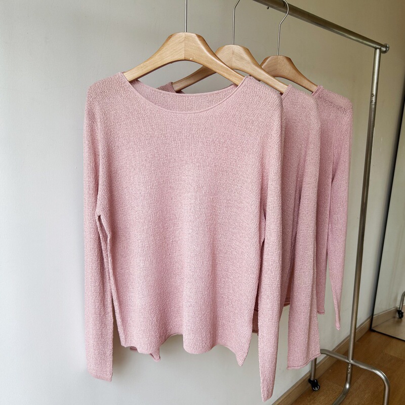 Early Spring Dopamine Linen Gentle Knit Sweater with a Breathable and Refreshing Hollow-Out Feel, Long-Sleeve Knit Top for Women