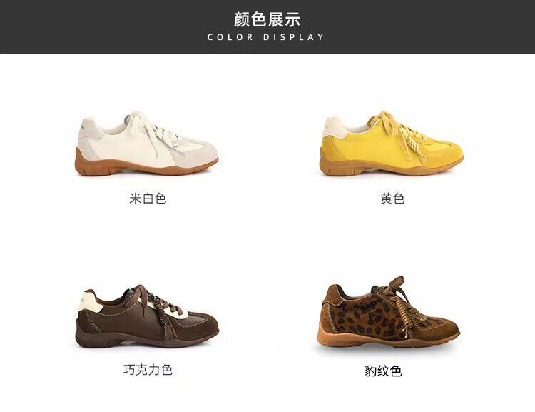 Giày sneaker nữ da bò buộc dây phong cách Đức huấn luyện, đế cao 6 cm — 48 chiếc màu đen (6cm) còn hàng, 48 màu nâu (6cm) hàng có sẵn, 48 màu trắng (6cm) hàng có sẵn, 48 màu vàng (6cm) còn hàng chi tiết 2