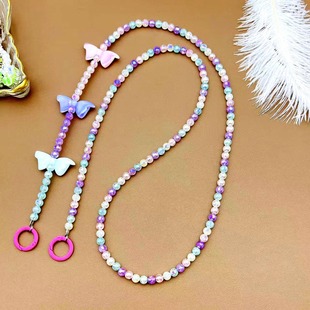 New Mobile Phone Hanging Rope Crack Beads Hanging Chain Crossbody Back Rope Ins Long Back Chain Wire Rope Handmade Bead Chain