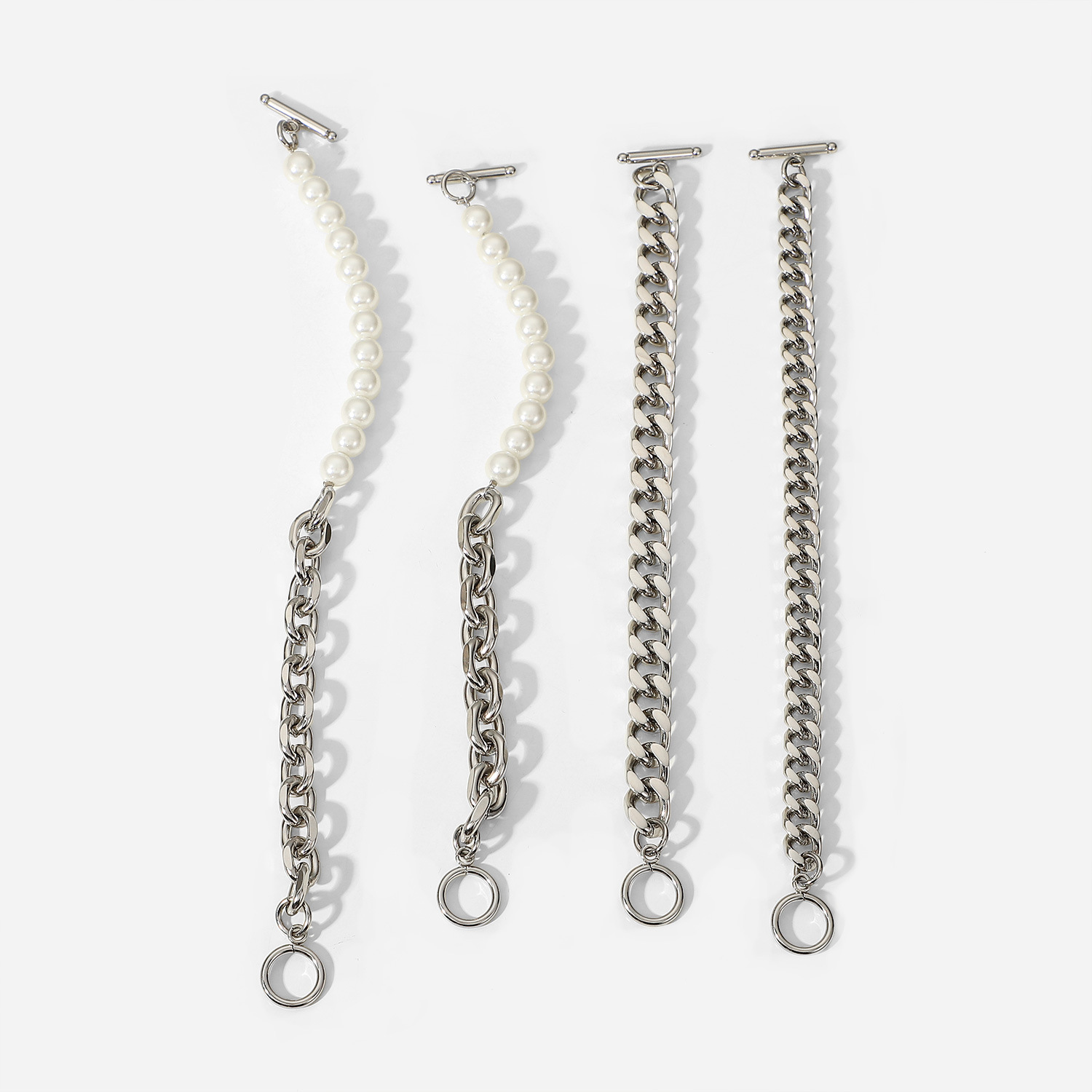 Menu0027S Fashion Simple Style Geometric Stainless Steel Bracelets Artificial Pearl Stainless Steel