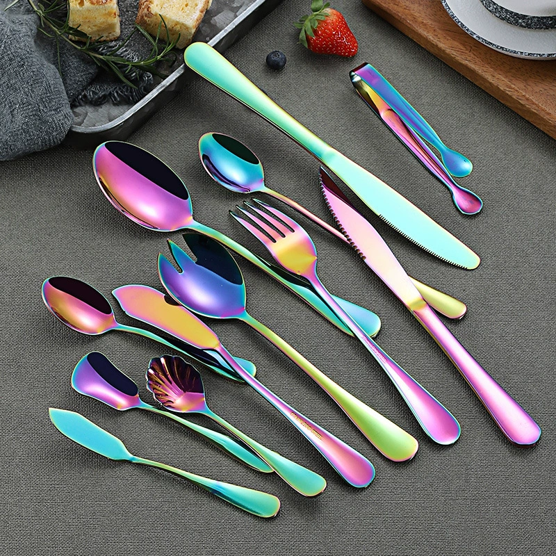 Amazon 1010 stainless steel tableware fantasy colored knife and fork tablet suit
