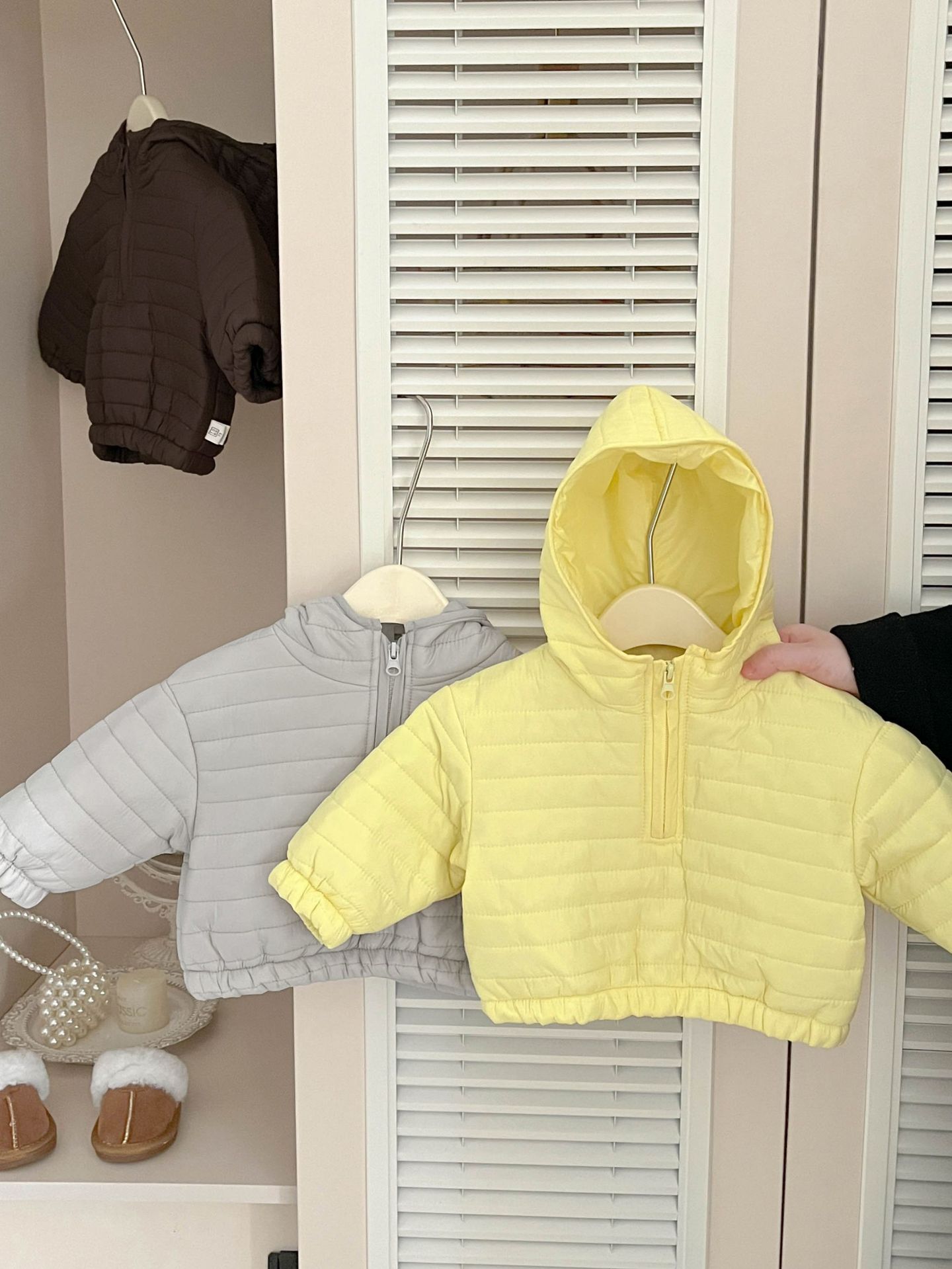 Abrigo de algodón para bebés de otoño y invierno, ropa de algodón con capuchón caliente para bebés de hombres y mujeres, ropa de algodón con medio cremallera para niños, chaqueta de algodón
