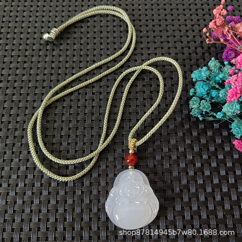 No.3 밧줄 (약 27*25mm) 의 중간 흰색 옥수 부처