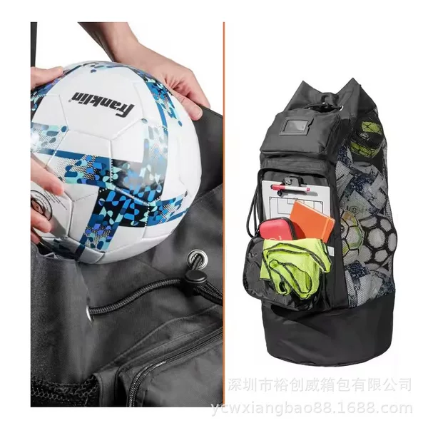 Source Factory Customized Football Storage Bag Ball Backpack Large Foldableable Mesh Bag Basketball Football Training Tennis Bag