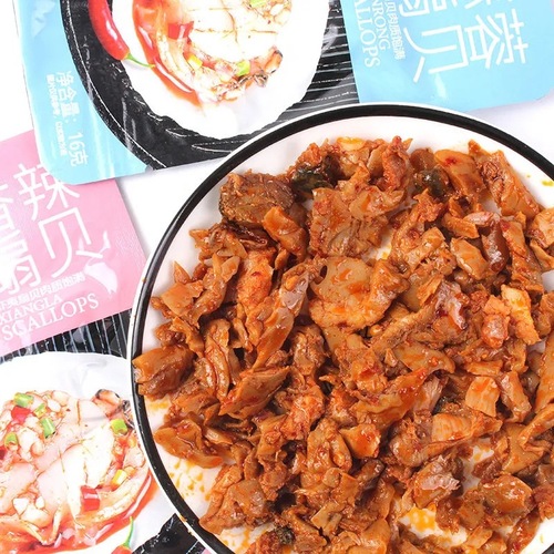 Beef Seafood Snack Box - 300g Caramelized Spicy Garlic Scallops, Ready-to-Eat, Small Packaging, Wholesale