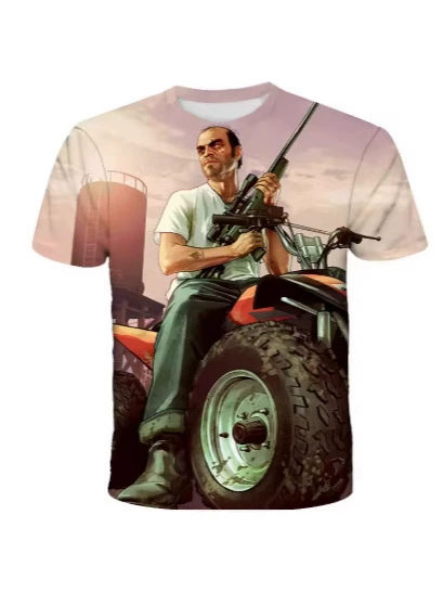 Гранд преступление: GTA 3D печатанная футболка, стиль уличной моды, мужская повседневная oversized футболка с коротким рукавом