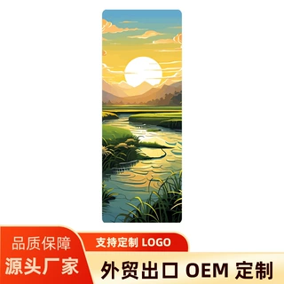 厂家直销5mm落日款彩印pu防滑天然橡胶瑜伽垫运动健身舞蹈垫加厚