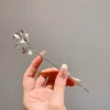 3#Pearl fan -shaped silver color