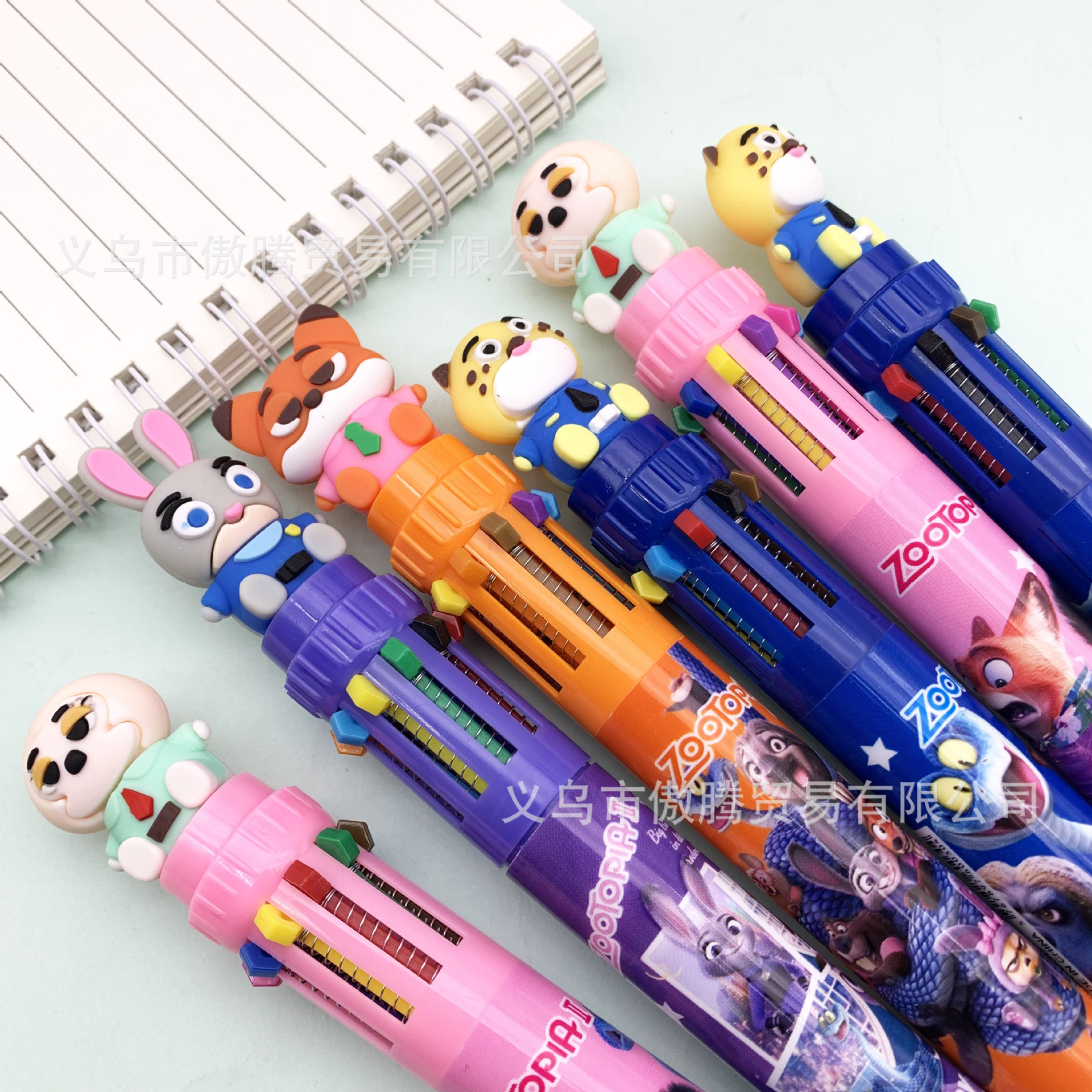 El comercio exterior explotó la ciudad de animales locos 2 bolígrafo de bolas de diez colores de alto valor de color zootopia bolígrafo multicolor