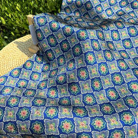古蓝四锦 人丝提花香云纱面料 新中式国风汉服马甲旗袍连衣裙布料