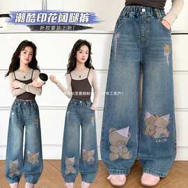 女童2026新款蕊款印花牛仔裤蕊316小熊图片色纱布国内一二线休闲
