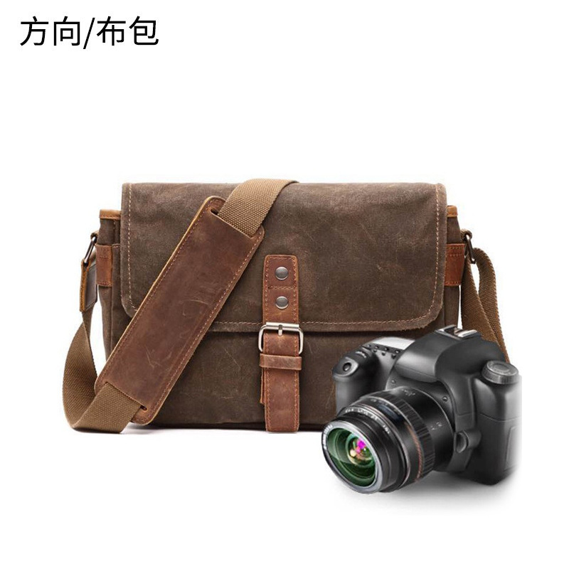 Factory Direct Sales New Outdoor Photography Bag Digital Slr Professional Waterproof Oil Wax Canvas Camera Bag Micro Single Shoulder Bag
