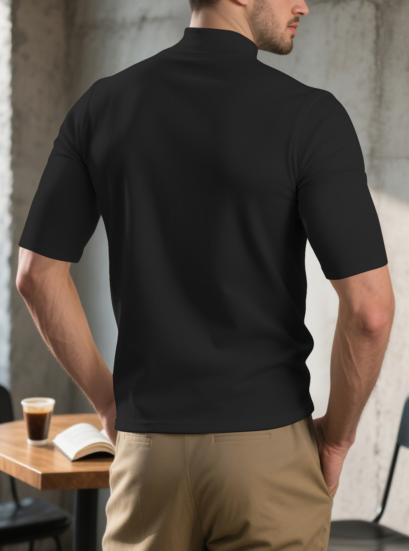 Men's Solid Colour Short Sleeve T-shirt For Spring And Autumn_voghion.com