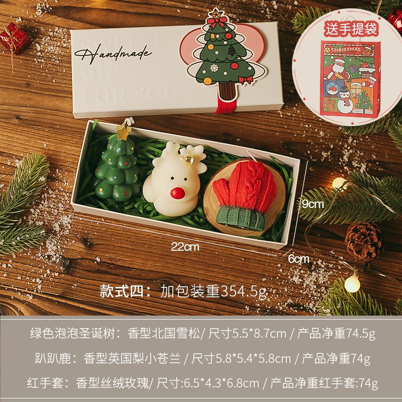 Caja de regalo con velas aromáticas navideñas, diseño artesanal y creativo, regalo ideal con fragancia festiva