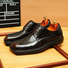 【预售非现货】版正 英伦风商务亮皮休闲皮鞋男真皮透气复古牛皮