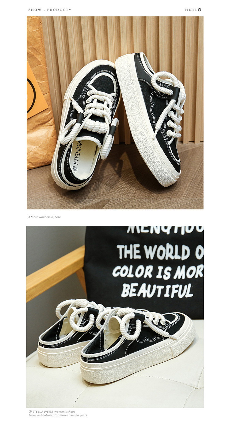 VASIBAEN Niche Design Half-support 2023 Poletje Novi platneni čevlji Lazy One pedal all-match superge trend_voghion.com