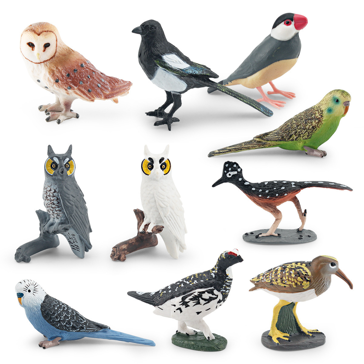 Amazon simulación pájaro modelo animal Thunderbird color Snipe búho Urraca pájaro loro adornos estáticos