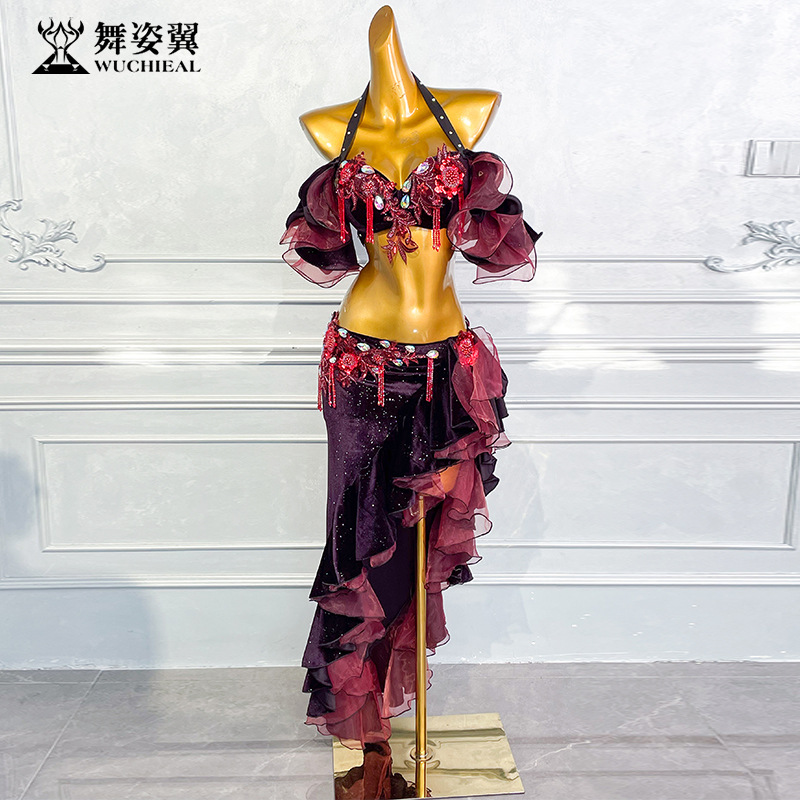 Dance costume for belly dance performance, women's new long dress set, wzy163