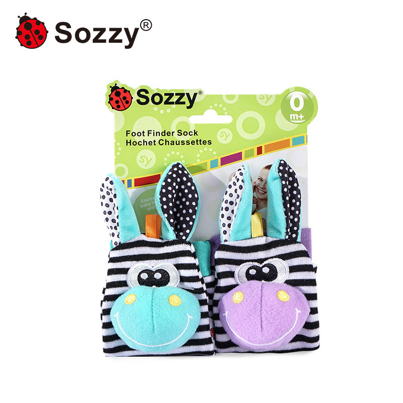 Sozzy lindo animal muñeca Bell calcetines bebé educación temprana sonando papel bebé sonajero juguete de peluche