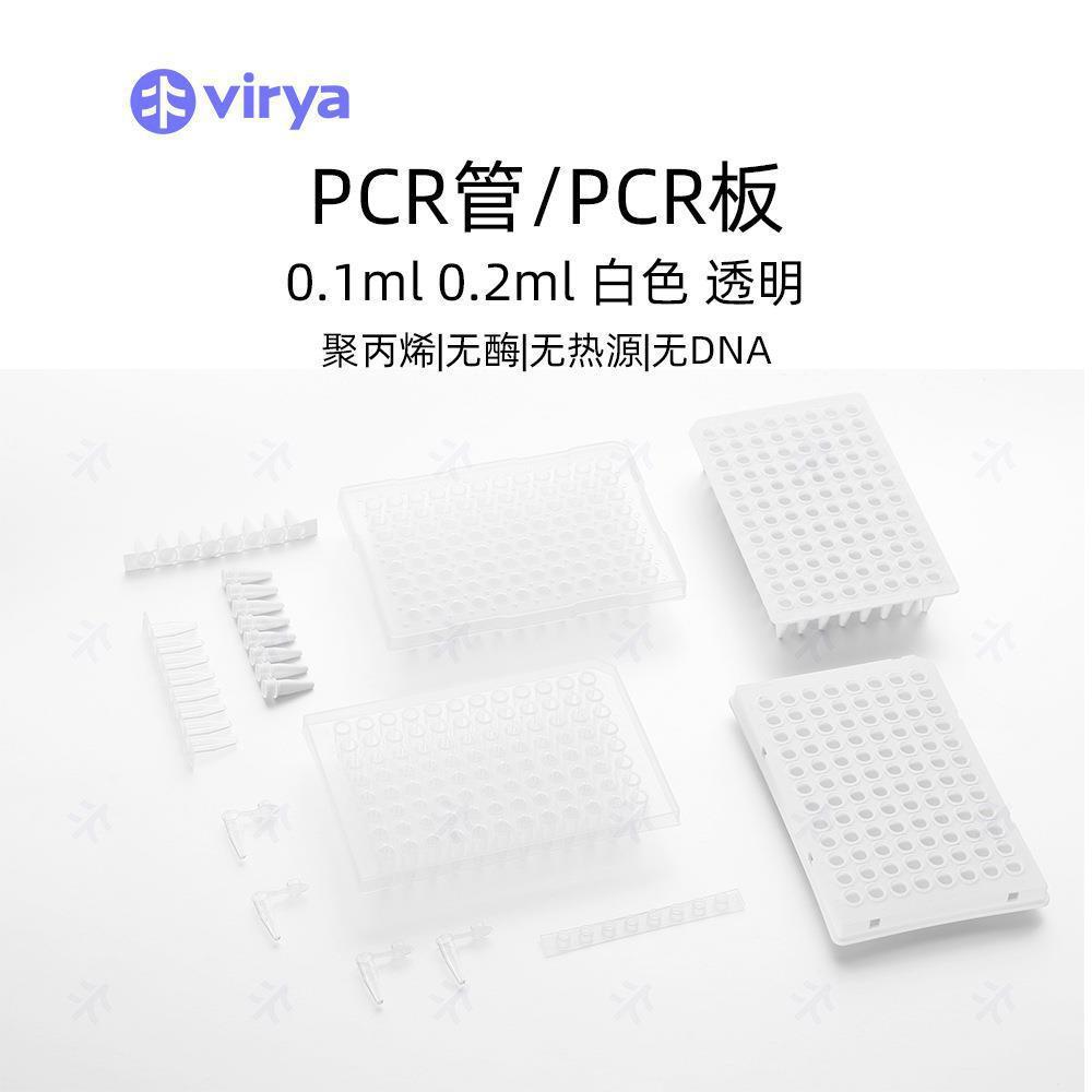 Virya0.2mlPCR 8联排管盖，孔型平盖，透明管,125支/包,10包/箱