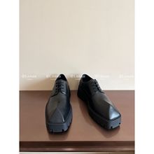 【LuNan】23新头犀牛角增高商务休闲鞋巴黎德比皮鞋方真皮厚底鞋