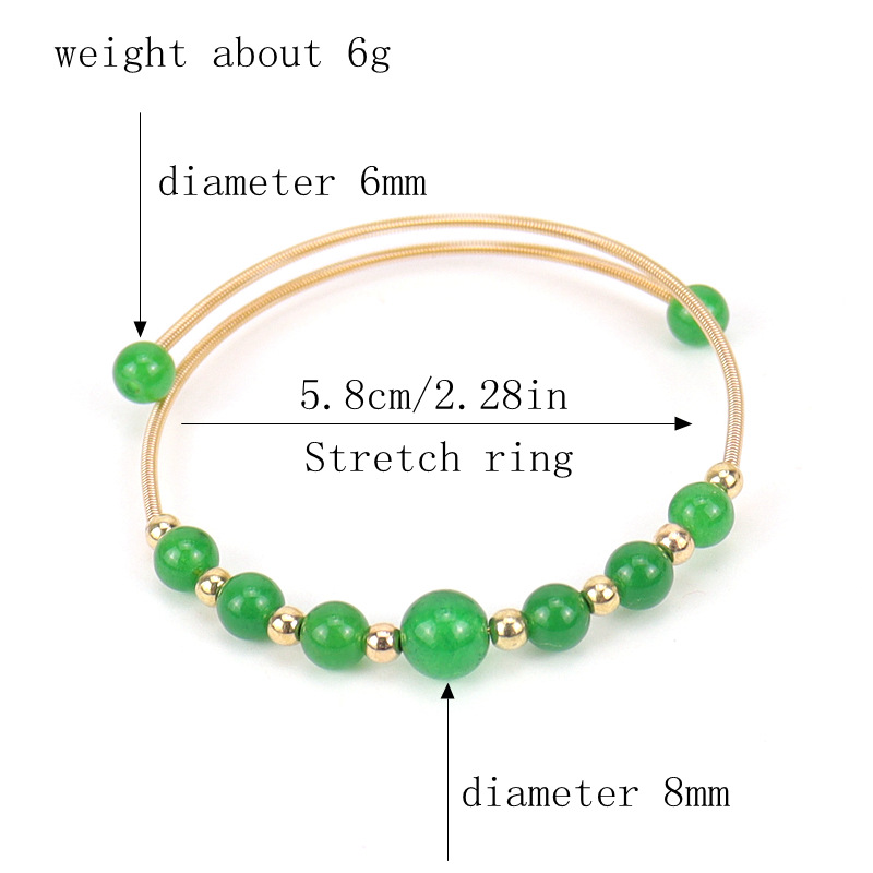 Simple Style Round natural stone Copper Beaded Bangle 1 Piece