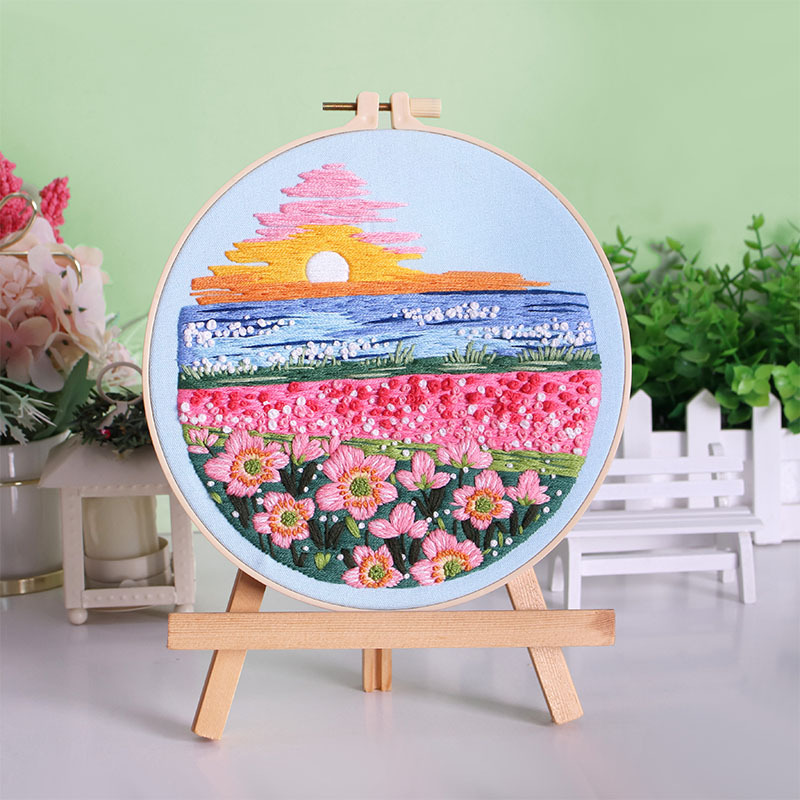 Nuevo paquete de material de bricolaje de bordado de paisaje y paisaje, kit hecho a mano, productos semiacabados autobordados creativos, inglés transfronterizo original