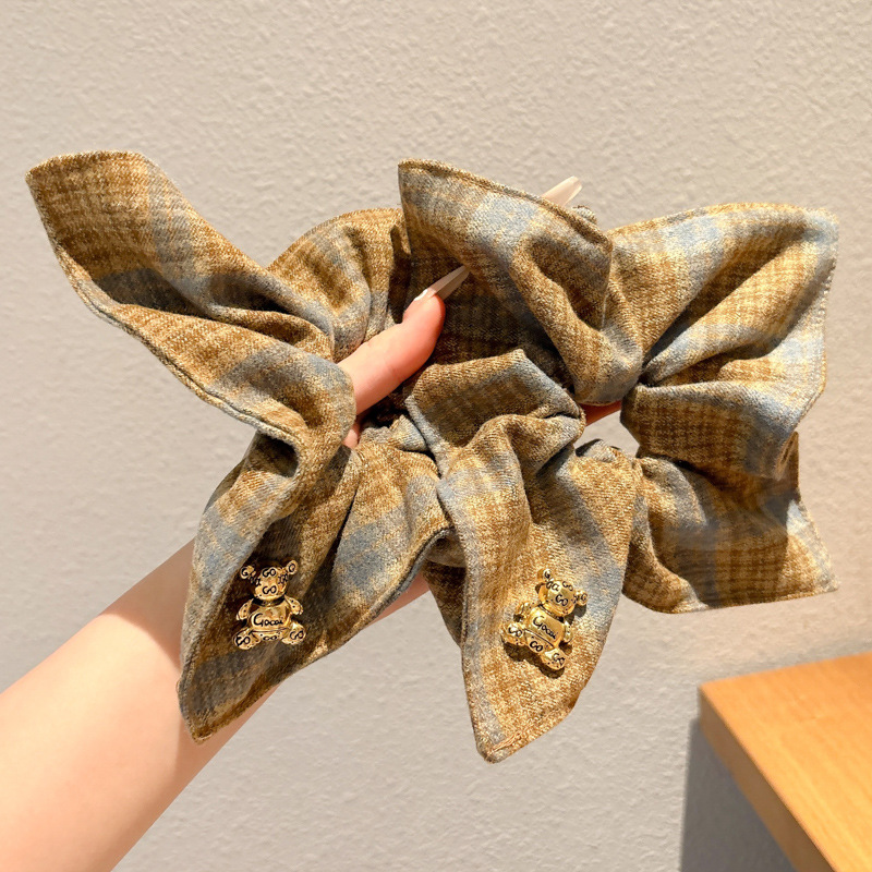 Coreano de alto nivel sensación de oso cuerdas de cabeza toallas de mujer anillo de cabello de intestino grande de invierno de otoño atado bola de cuero cabelludo cuerdas de cabello de cola de caballo