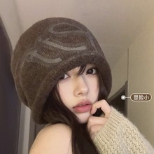 韩系慵懒大版堆堆帽女秋冬针织冷帽大头围显脸小潮酷感百搭帽子女