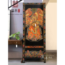 新中式仿古大衣柜做旧彩绘西藏式玄关高柜手绘置物柜酒店民宿家具
