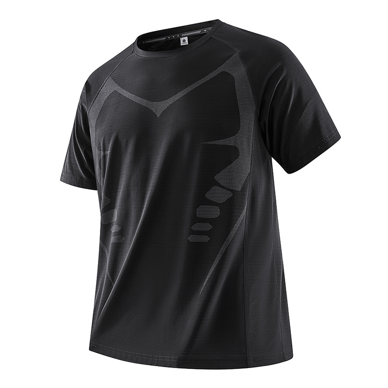 Schnelltrocknendes Sport-Set aus Eisseide für Herren, dünnes Sommer-T-Shirt mit Rundhalsausschnitt und kurzen Ärmeln sowie Shorts, Fitness- und Laufset in Übergrößen_voghion.com
