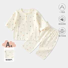婴儿分体套装夏季七分袖裤薄款空调服男女宝睡衣其他源头工厂
