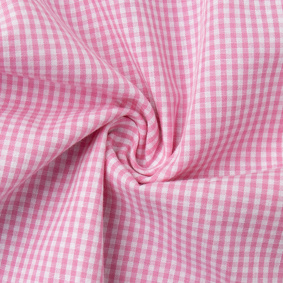 Bộ đôi áo sơ mi tay dài bèo nhún và quần dài kẻ caro cotton — hồng chi tiết 19