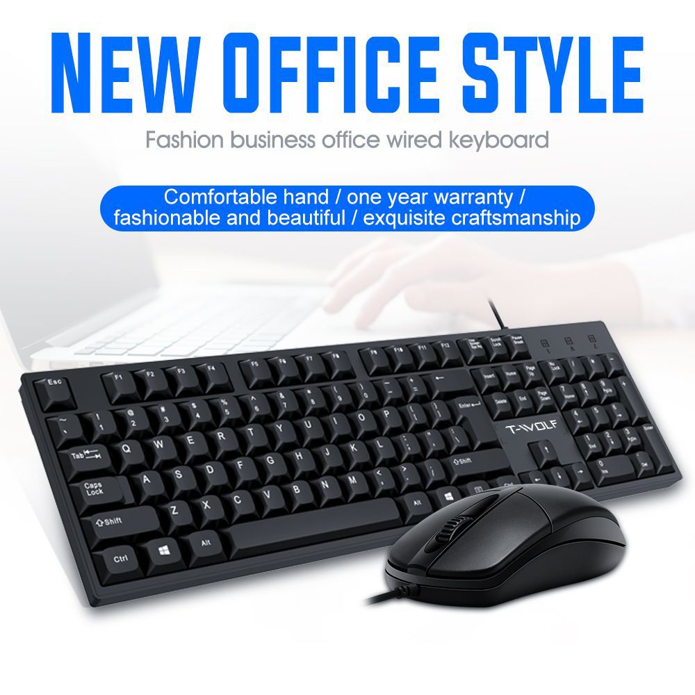 Thunderwolf TF500 keyboard and mouse set business usb wired keyboard and mouse game office desktop home simple
