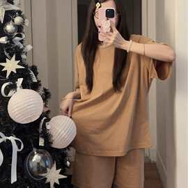 纯棉双短女睡衣
