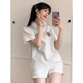 日系少女运动服套装女夏季学院风polo衫短袖短裤小个子休闲两件套