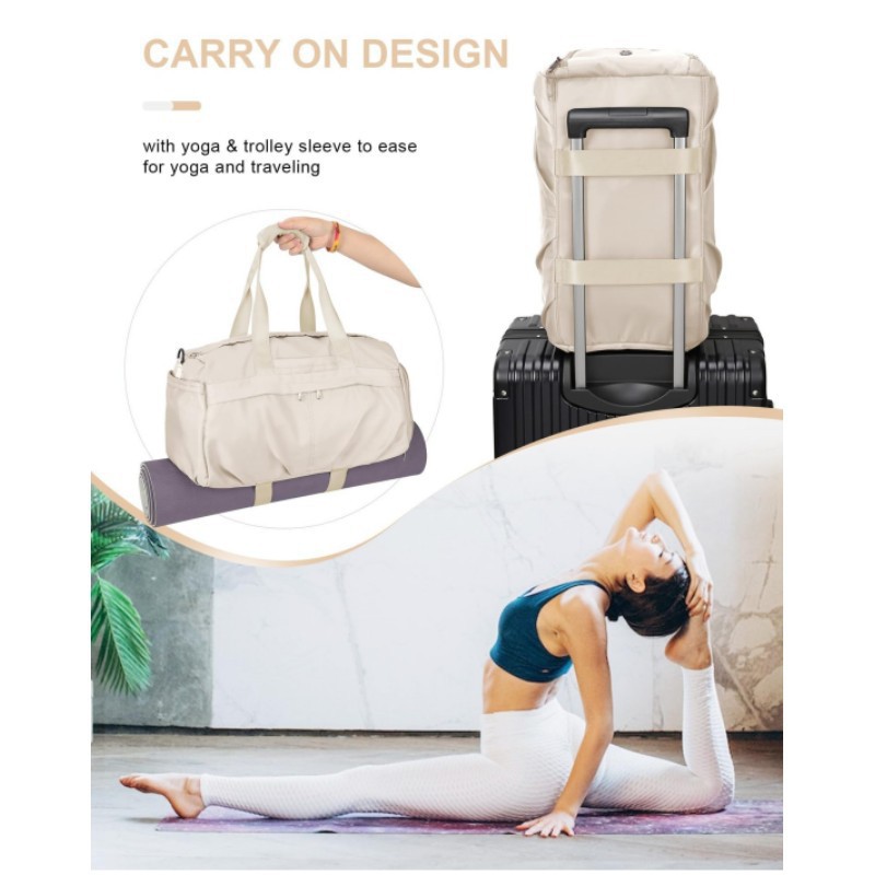 Bolsa de fitness con zapato compartimiento bolsa de equipaje deportivo impermeable bolsa de viaje bolsa de yoga con barra de tracción cubierta de viaje almacenamiento