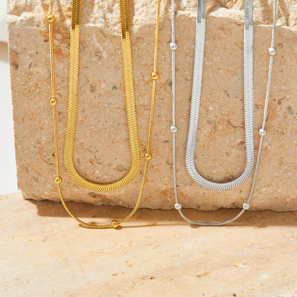 Wholesale Simple Style Solid Color Stainless Steel Titanium Steel Layered Necklaces_colorza_2