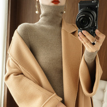 时髦洋气配大衣内搭高领毛衣修身显瘦时尚堆堆领打底衫羊毛针织衫